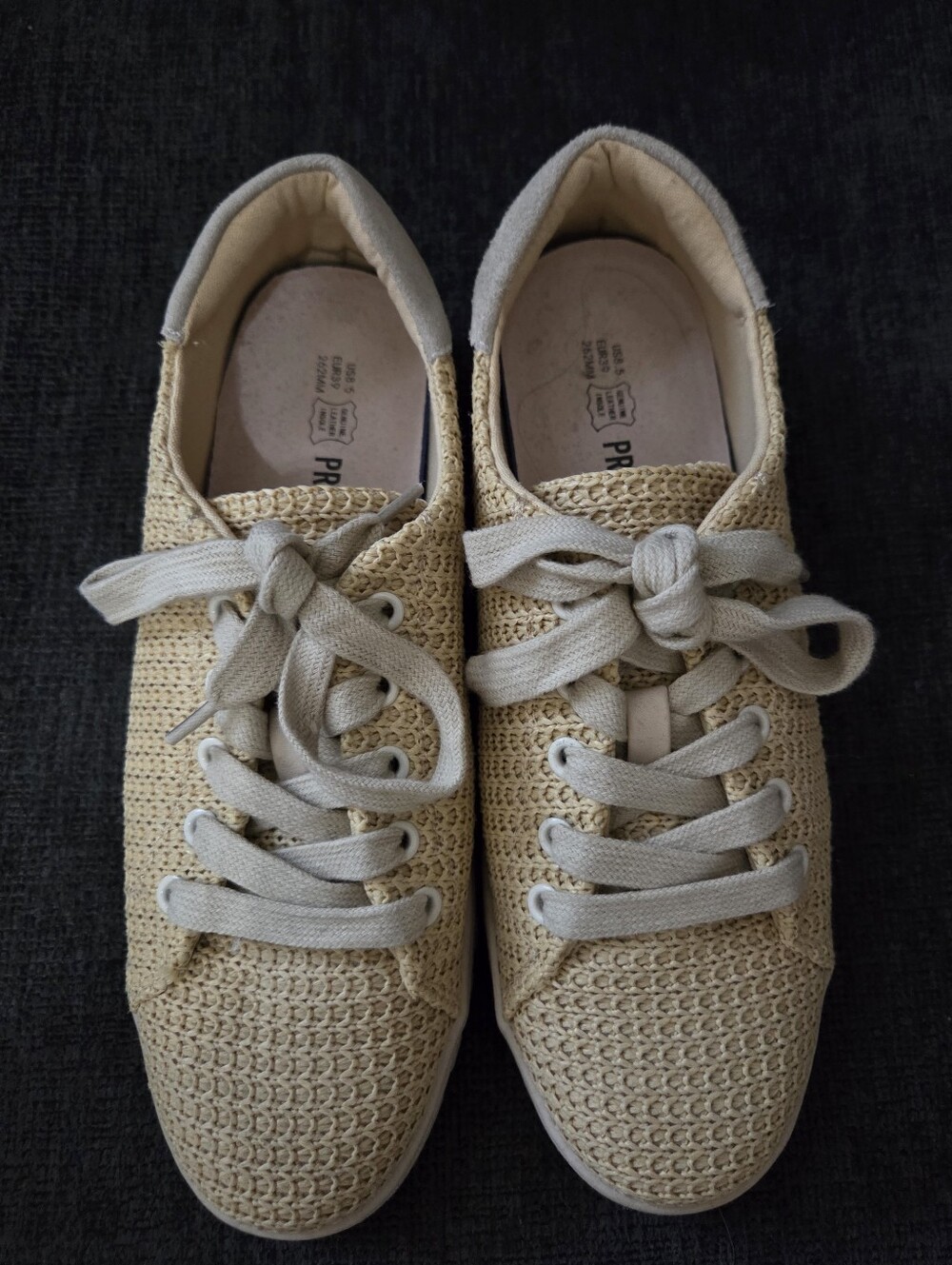 Project Cloud Bossy Raffia Platform Sneakers Women’s 8.5 Beige Crochet